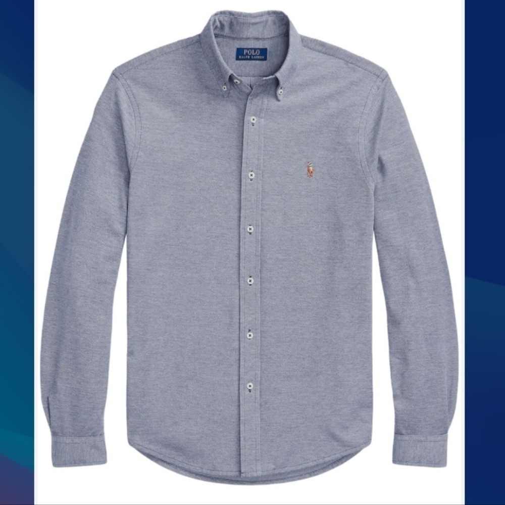 Ralph Lauren (Size 4) Men's Blue Colorful Pony LS "The Big Oxford" Button Shirt